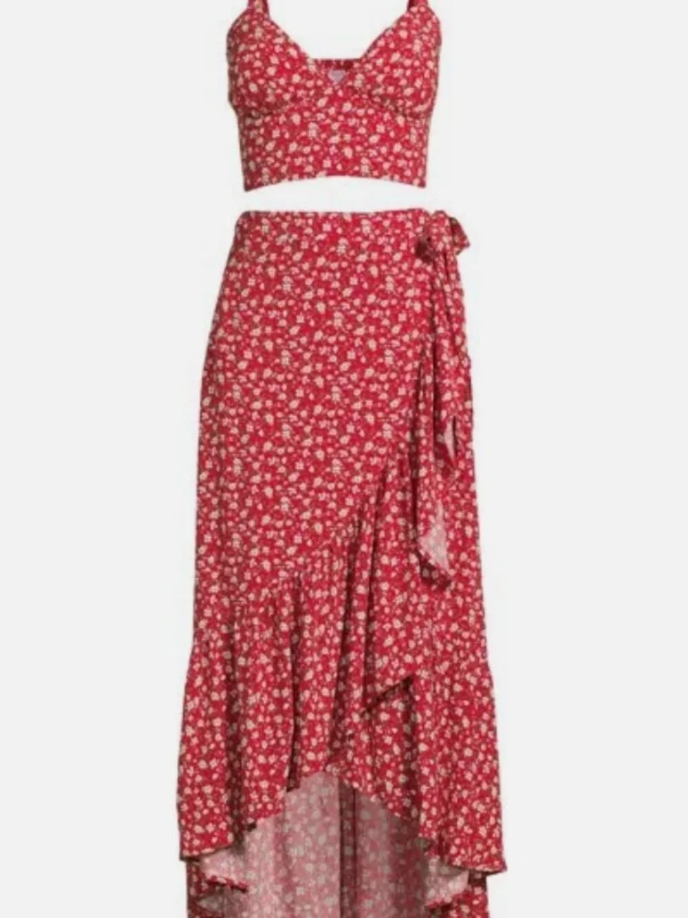 No Boundaries Red Floral 2-Piece Skirt Set Size Small NWT